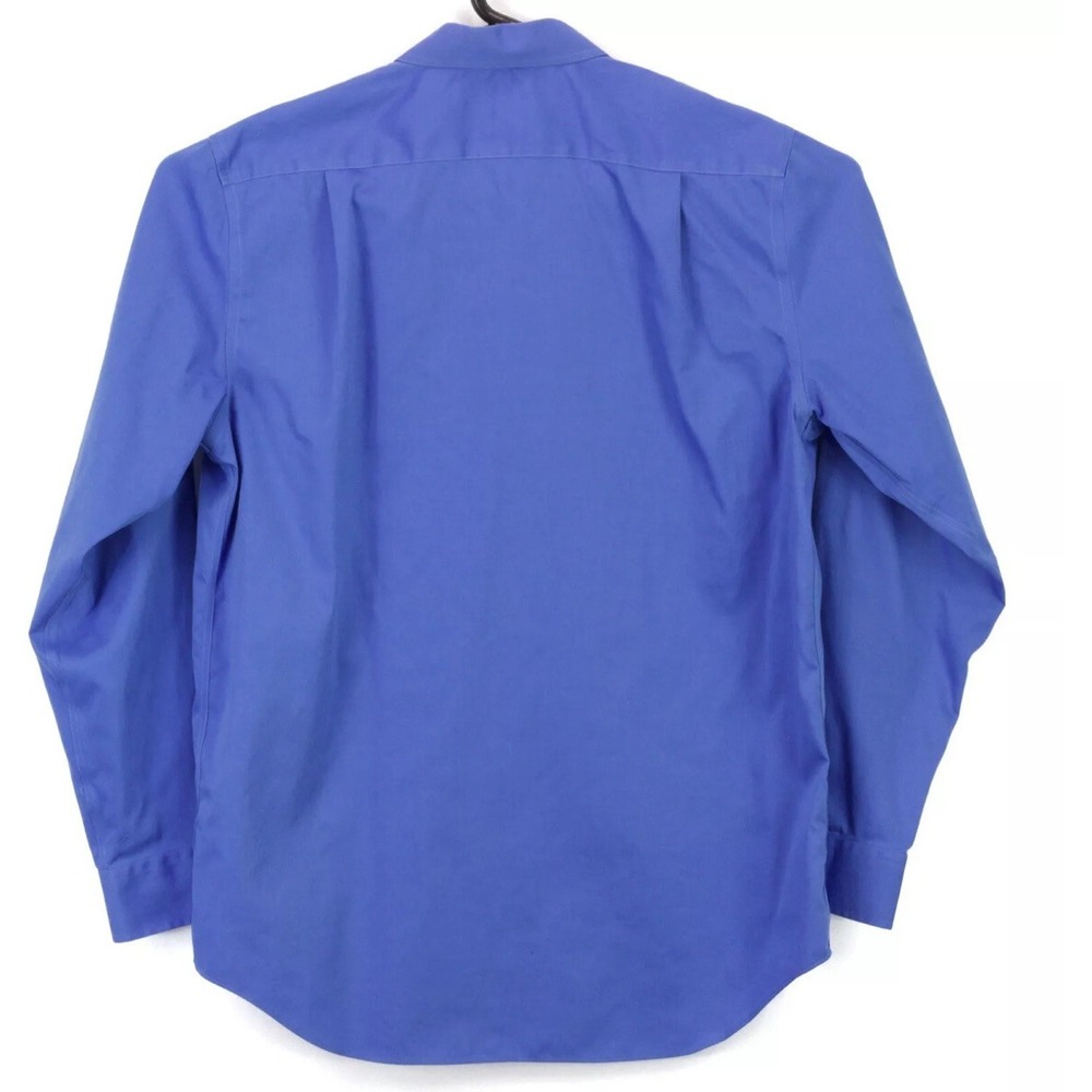 Croft & Barrow Men's Button Up LS Collared Classic‎ Fit Shirt Size 16 Solid Blue - Picture 2 of 4